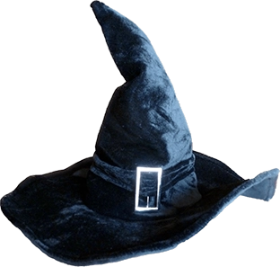 A wizard hat floating in space.